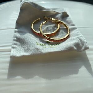 Kate Spade Gold and Coral Hoop Earrings